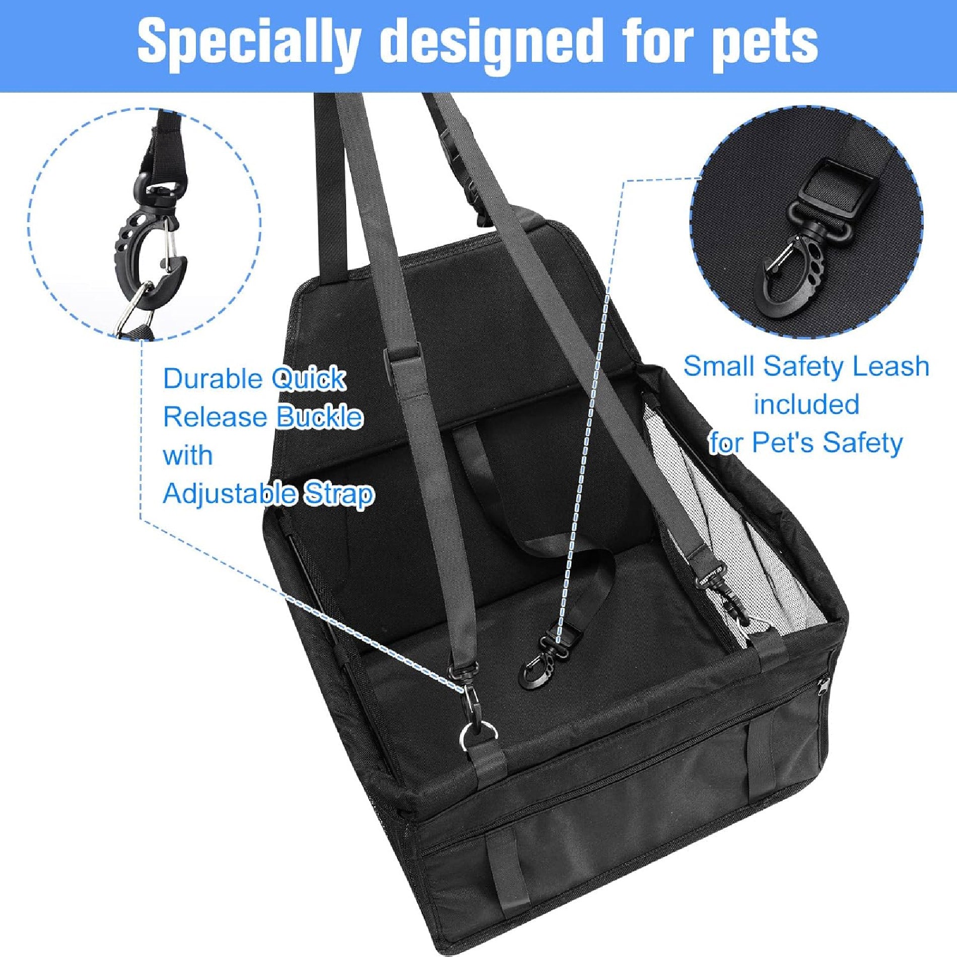 ASIENTO TRANSPORTADOR PERROS PARA CARRO.