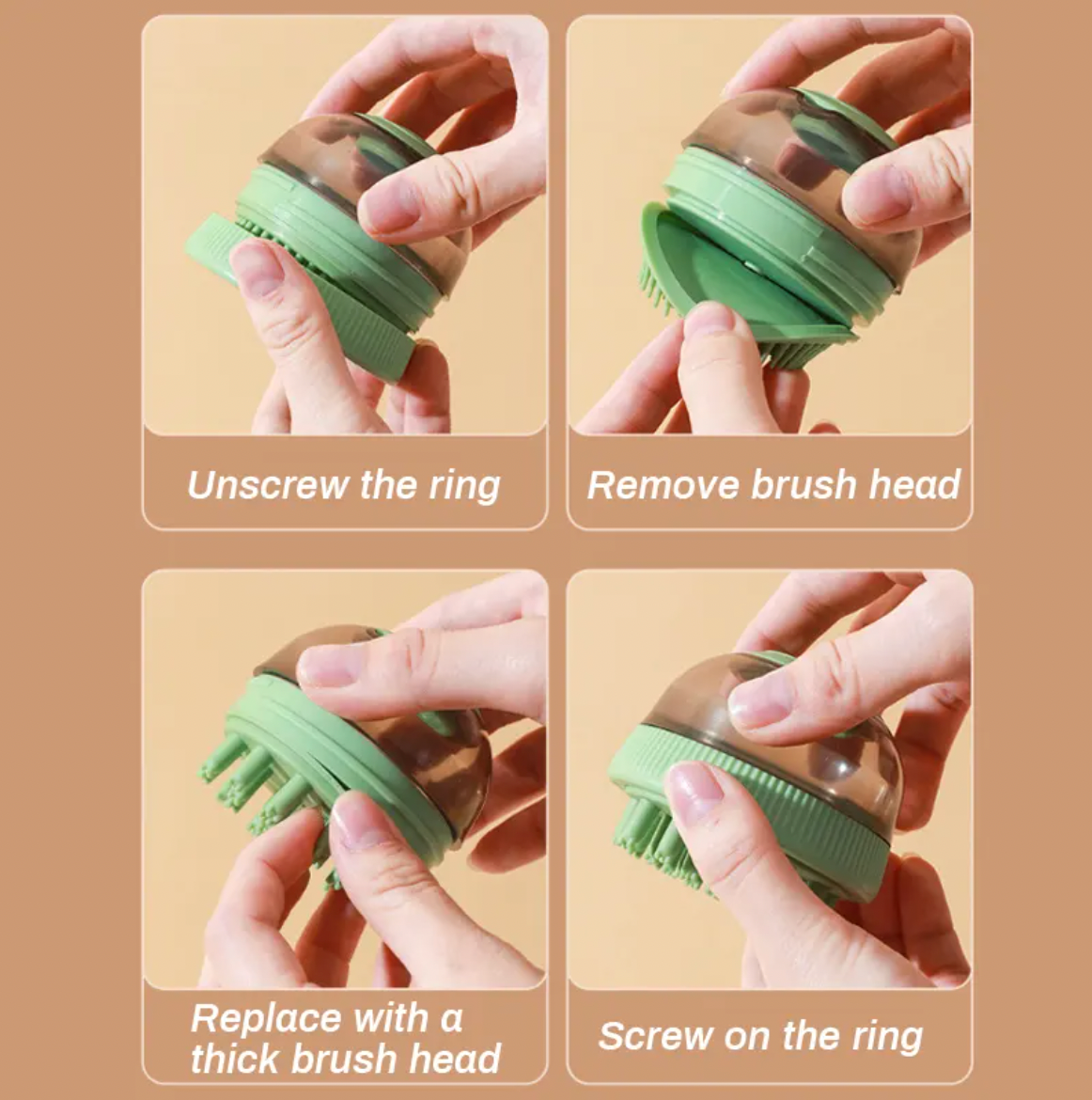 CEPILLO SILICONA BAÑO MULTIUSOS MASCOTA.