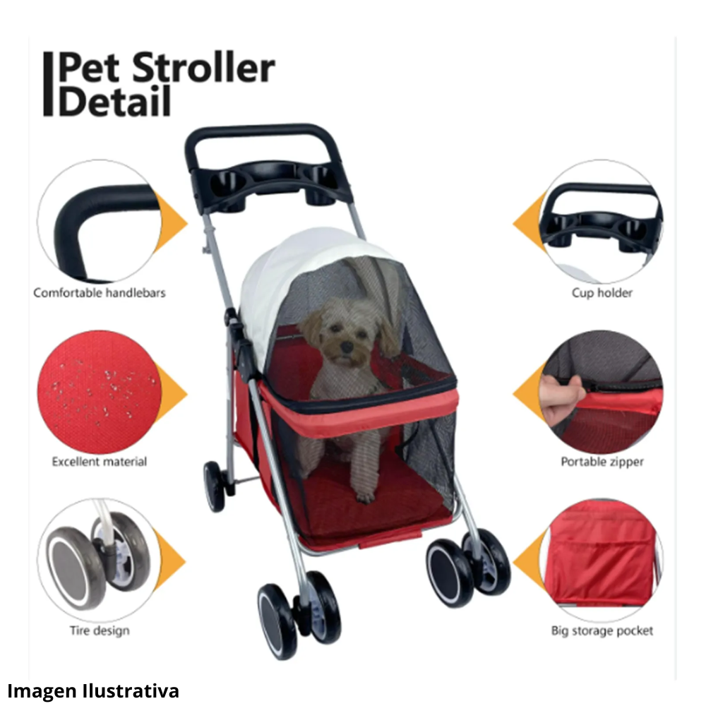 COCHE PLEGABLE PERROS GATOS COMPACTA.