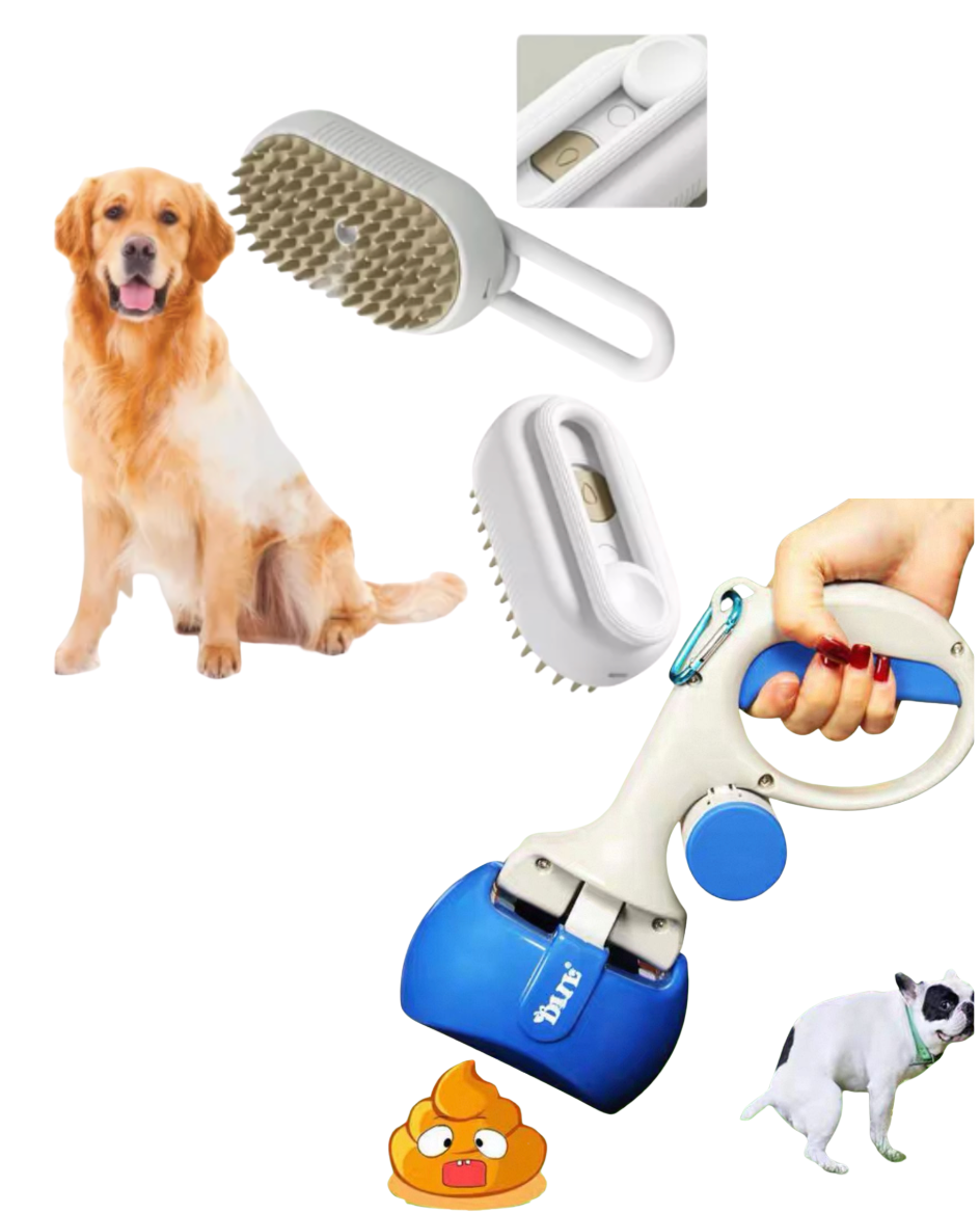 COMBO RECOGE POPO CEPILLO MASCOTAS.