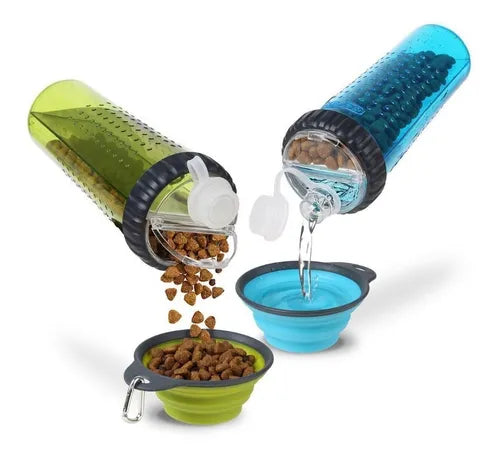 BOTELLA PORTÁTIL 3 EN 1 MULTIFUNCIONAL PARA MASCOTAS.