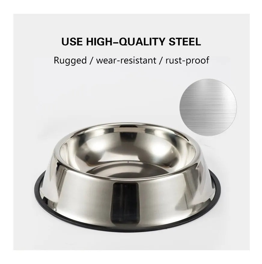 COMEDERO PLATO PARA PERROS Y GATOS EN ACERO INOXIDABLE 22CM COLOR PLATEADO.